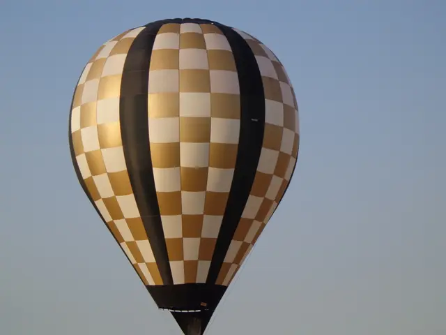 In this image there is a gas balloon in the air.