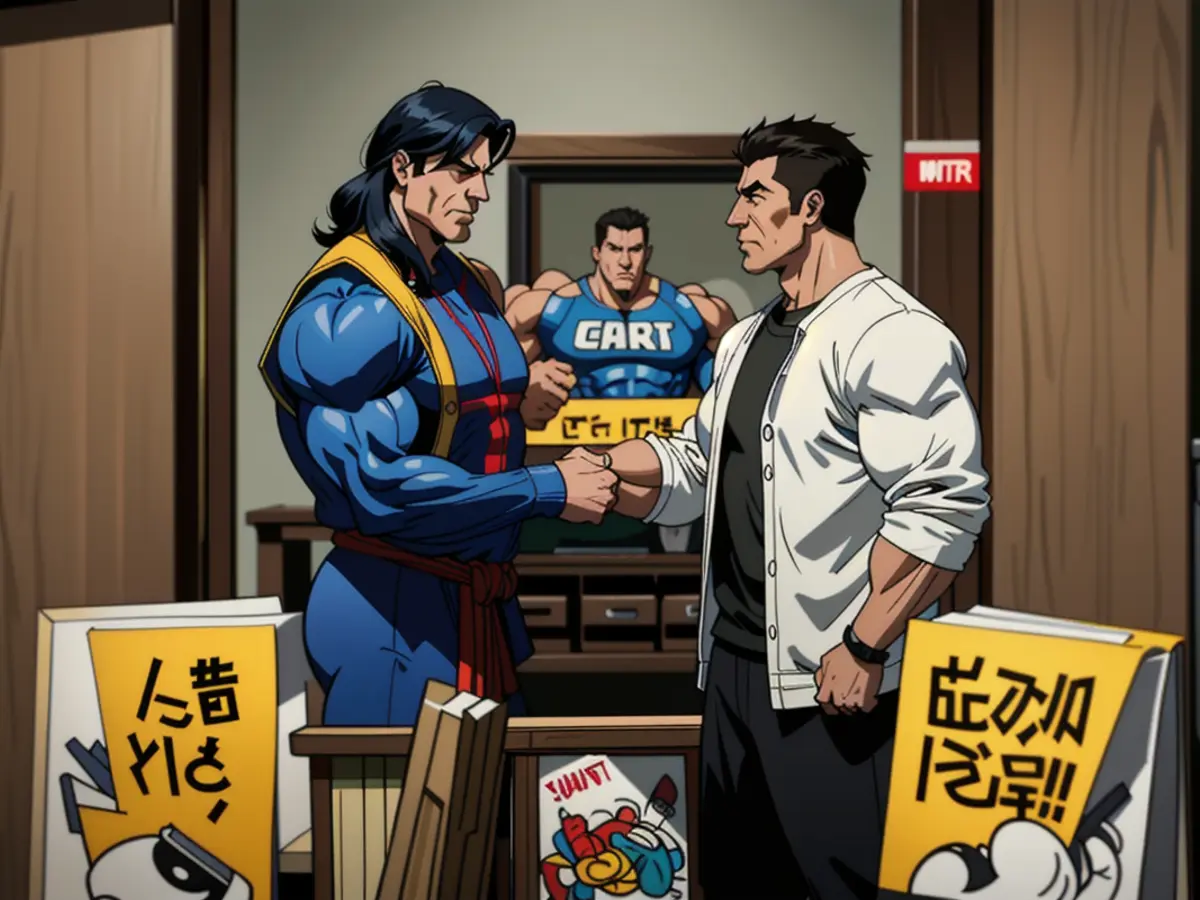 Man exhibits graphic depiction of violent politically charged event, featuring recognizable figures without disguise. Singapore, Singapore, May 3rd, 2025: Chainwire broadcast - News Update
